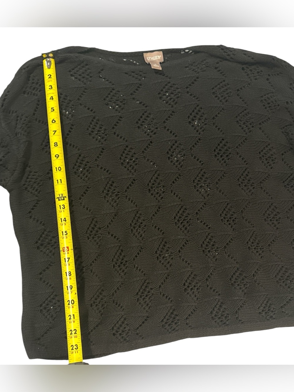 Chico's Black Open-Knit Lightweight Pullover - Picture 5 of 5